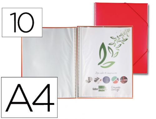 Capa catalogo liderpapel com espiral 10 bolsas polipropileno din a4 vermelho , Liderpapel , 53806 , 8423473538061